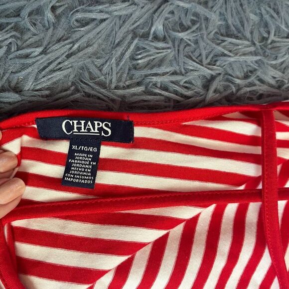 Chaps by Ralph Lauren White Red Striped Top Size XL - Picture 7 of 7